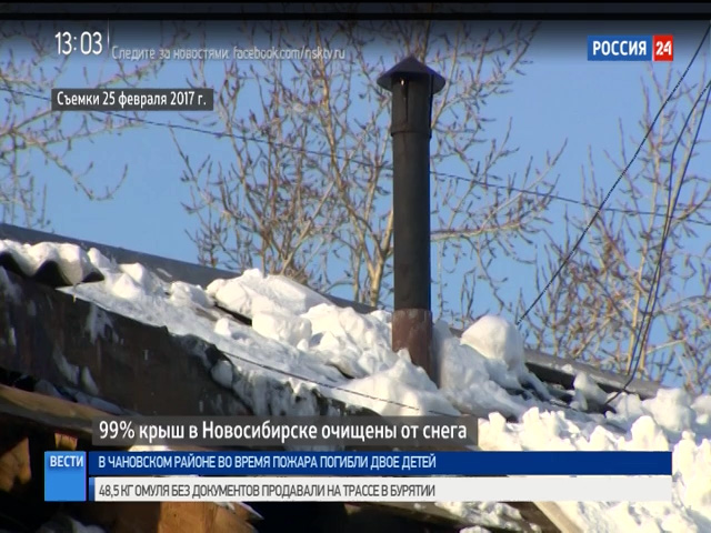 99% крыш в Новосибирске очищены от снега