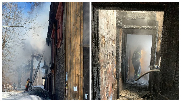 Двухэтажный барак загорелся в Октябрьском районе Новосибирска