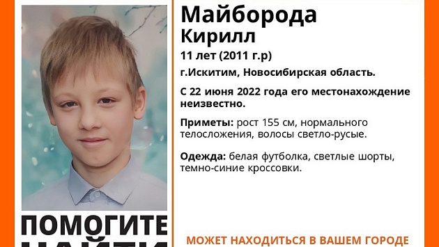 Под Новосибирском без вести пропал 11-летний школьник в белой футболке