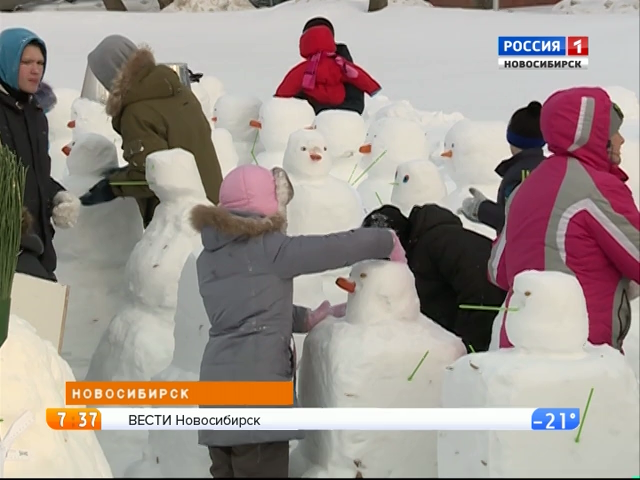 Новосибирцы поставили рекорд России по количеству снеговиков на одной площадке
