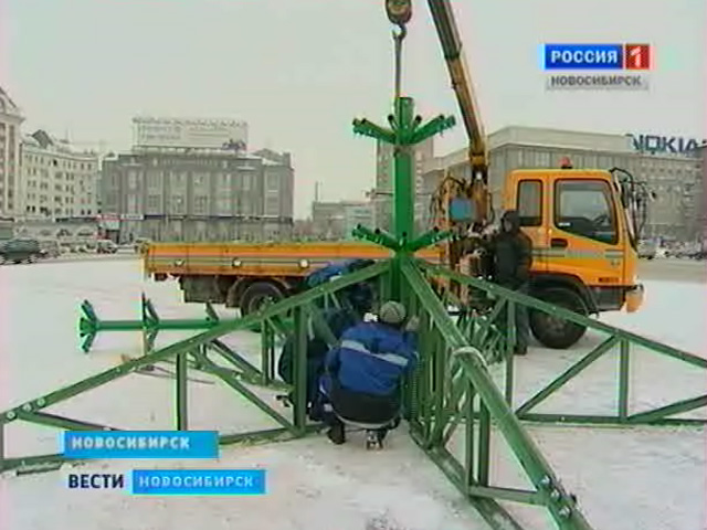 В Новосибирске приступили к монтажу главной городской елки