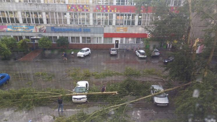 В Барабинске Новосибирской области ураган снёс крыши и деревья