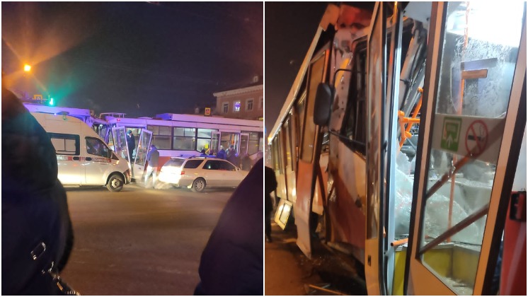 Авария двух трамваев и автомобиля заблокировала проезд по улицам левобережья в Новосибирске