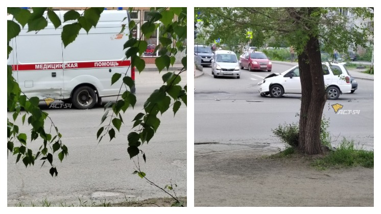 В Новосибирске автомобиль врезался на перекрестке в спешащую на вызов скорую