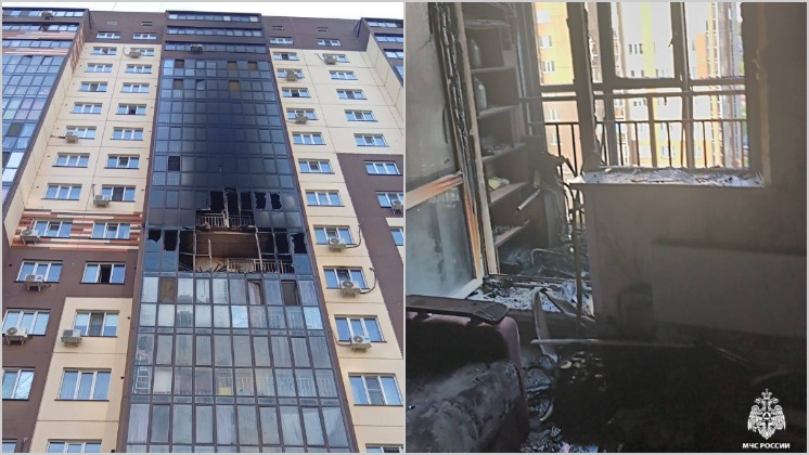 В Новосибирске пожар уничтожил балкон в многоэтажке на улице Заречной