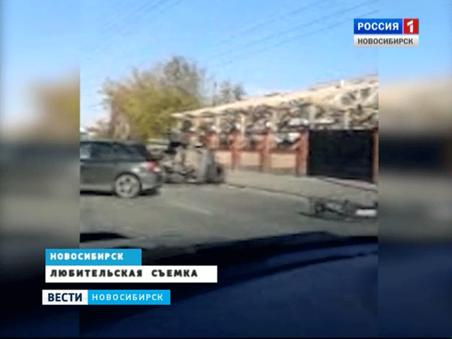 В центре Новосибирска образовалась пробка из-за опрокинутого джипа 