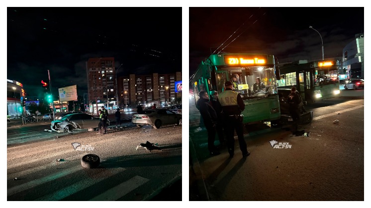 В Новосибирске произошла массовая авария с участием троллейбуса № 23