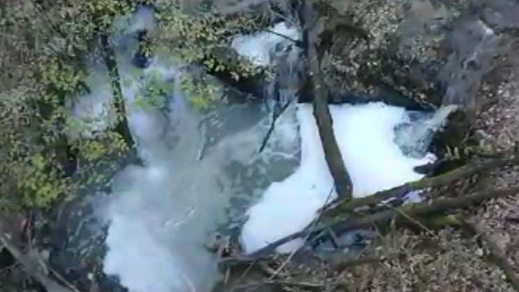 Неизвестные загрязняют реку белой пеной в Новосибирске