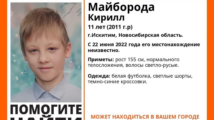 Под Новосибирском без вести пропал 11-летний школьник в белой футболке