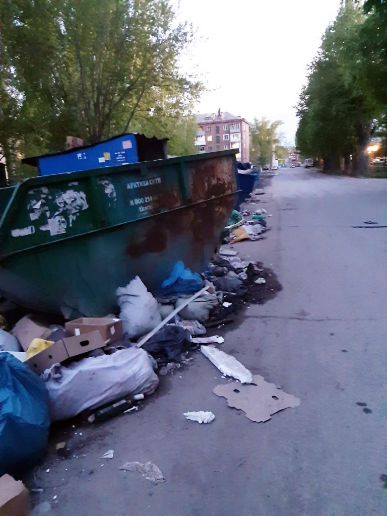 Горы мусора на улице Ползунова