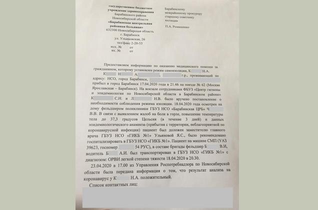 Стали известны подробности первого заражения коронавирусом в Барабинске Стали известны подробности первого заражения коронавирусом в Барабинске
