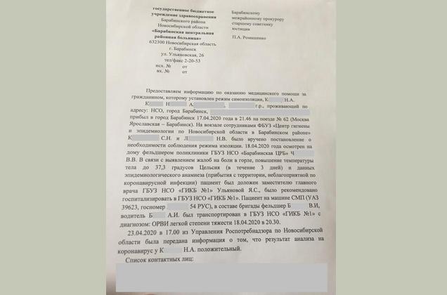 Стали известны подробности первого заражения коронавирусом в Барабинске 