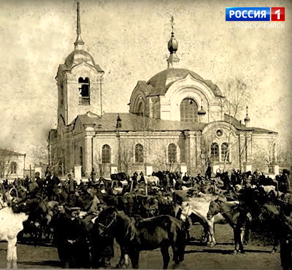 Старинная фотография храма в Колывани