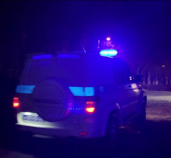 Машина полиции на ночной улице