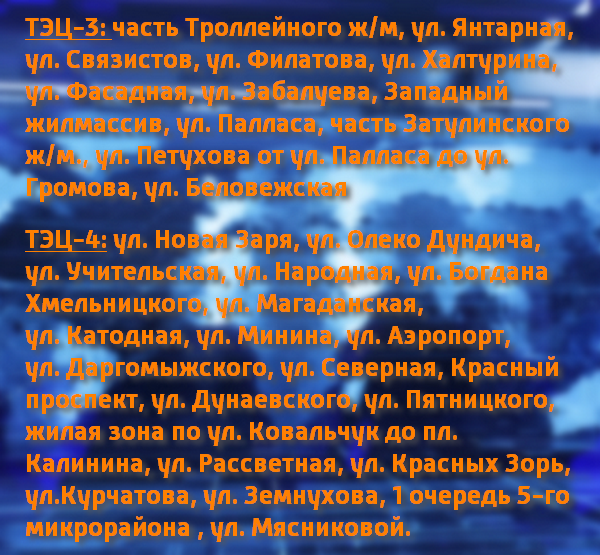 График подачи тепла от ТЭЦ-3 и 4 График подачи тепла от ТЭЦ-3 и 4