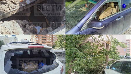 В Новосибирске из-за порыва трубы разлетелся асфальт и повредил автомобили 