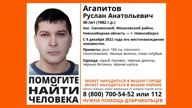 40-летний мужчина в сером пуховике без вести пропал под Новосибирском