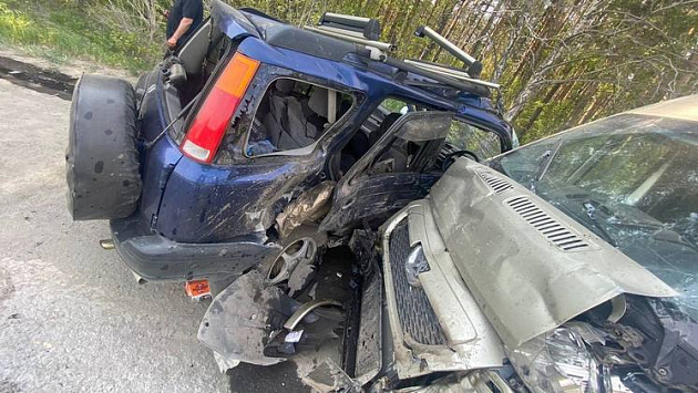 В Новосибирске двое человек попали в больницу после лобового столкновения автомобилей