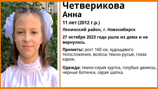 В Новосибирске без вести пропала 11-летняя девочка в серой шапке