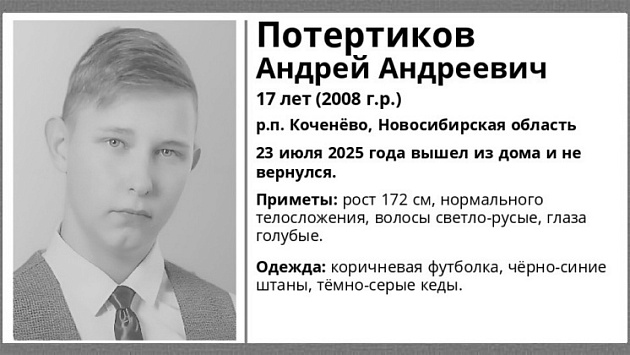 Под Новосибирском нашли погибшим пропавшего неделю назад 17-летнего юношу