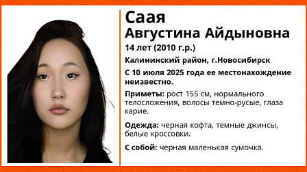 В Новосибирске без вести пропала 14-летняя кареглазая школьница с чёрной сумкой