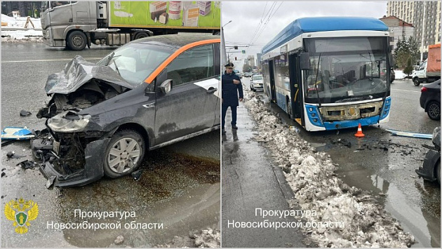 В Новосибирске водитель каршеринга выехал на встречку и протаранил троллейбус