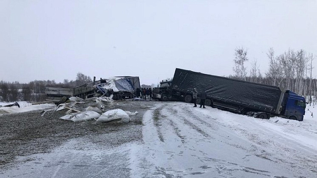 Один водитель погиб в аварии двух грузовиков и легкового автомобиля в Новосибирской области