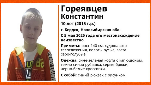 В Бердске без вести пропал десятилетний школьник в сине-зеленой кофте