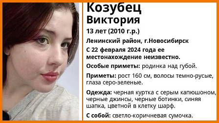 В Новосибирске без вести пропала 13-летняя девочка с родинкой над губой
