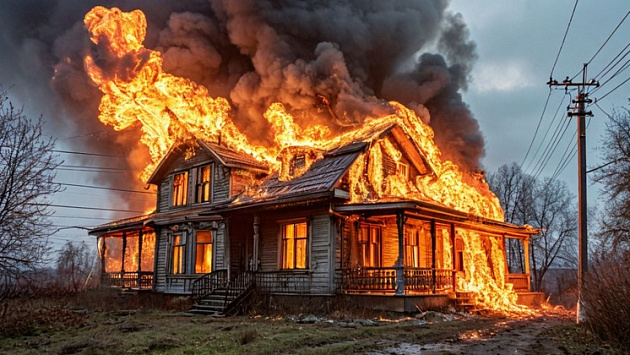 В Новосибирске спасли женщину из подвала горящего дома на улице Лескова