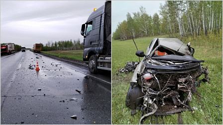 В Новосибирской области водитель и пассажир погибли в лобовом ДТП с фурой