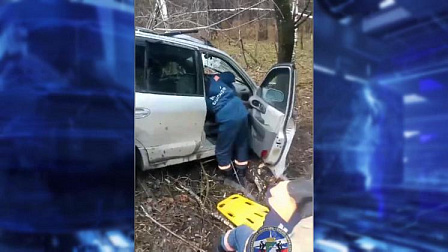 В Новосибирске автомобилист улетел в кювет и врезался в дерево