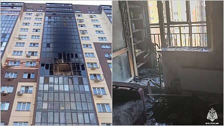 В Новосибирске пожар уничтожил балкон в многоэтажке на улице Заречной