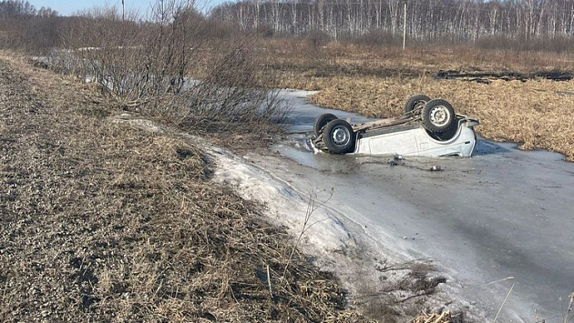 Два человека погибли после опрокидывания машины в кювет в Новосибирской области
