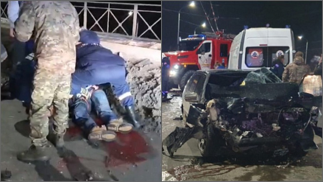 В Новосибирске водителю сломали ноги в жестком ДТП на Октябрьском мосту